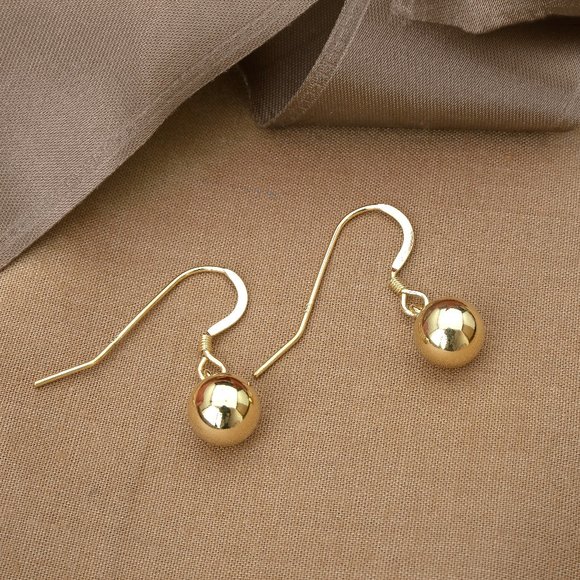 Elegant Gold Hook Earrings with Dangle Balls, Classical Earrings - Picture 5 of 6